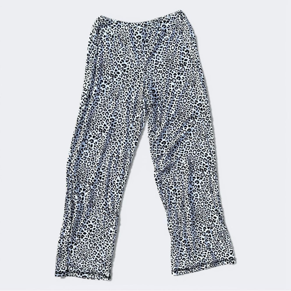 Soma Leopard Pajama Pants Women’s S Gray Stretch Straight Leg Loungewear Comfy